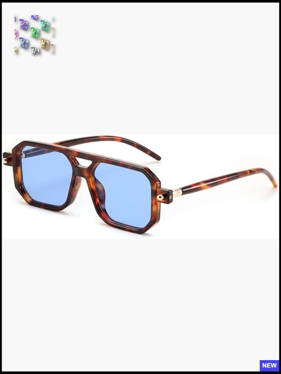 Square 70s Flat Aviator Sunglasses Retro Stylish Frame UV400 Protection Vintage